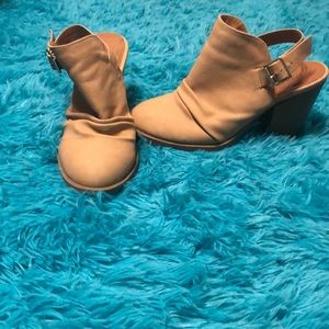 Soda beige open heel ankle boot